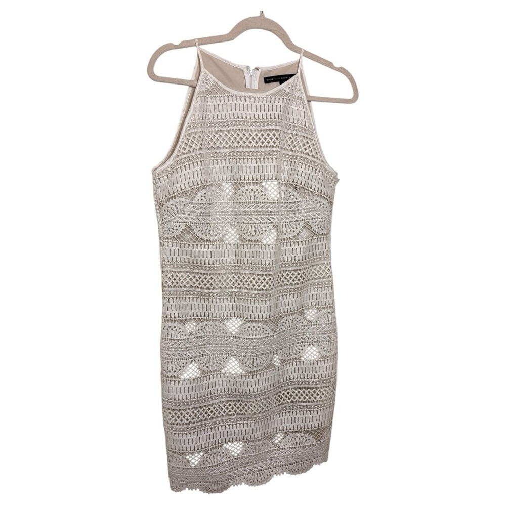 White House Black Market Off White Lace Shift Halter Dress Cocktail Evening 6 - Picture 4 of 10